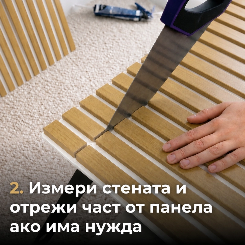 Акустичен панел от MDF 60x275см Голд-Бял + ПОДАРЪК: Лепило