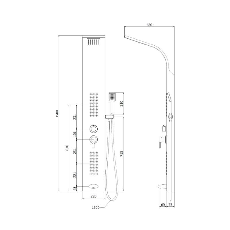 Душ панел Z-310 / Сребро