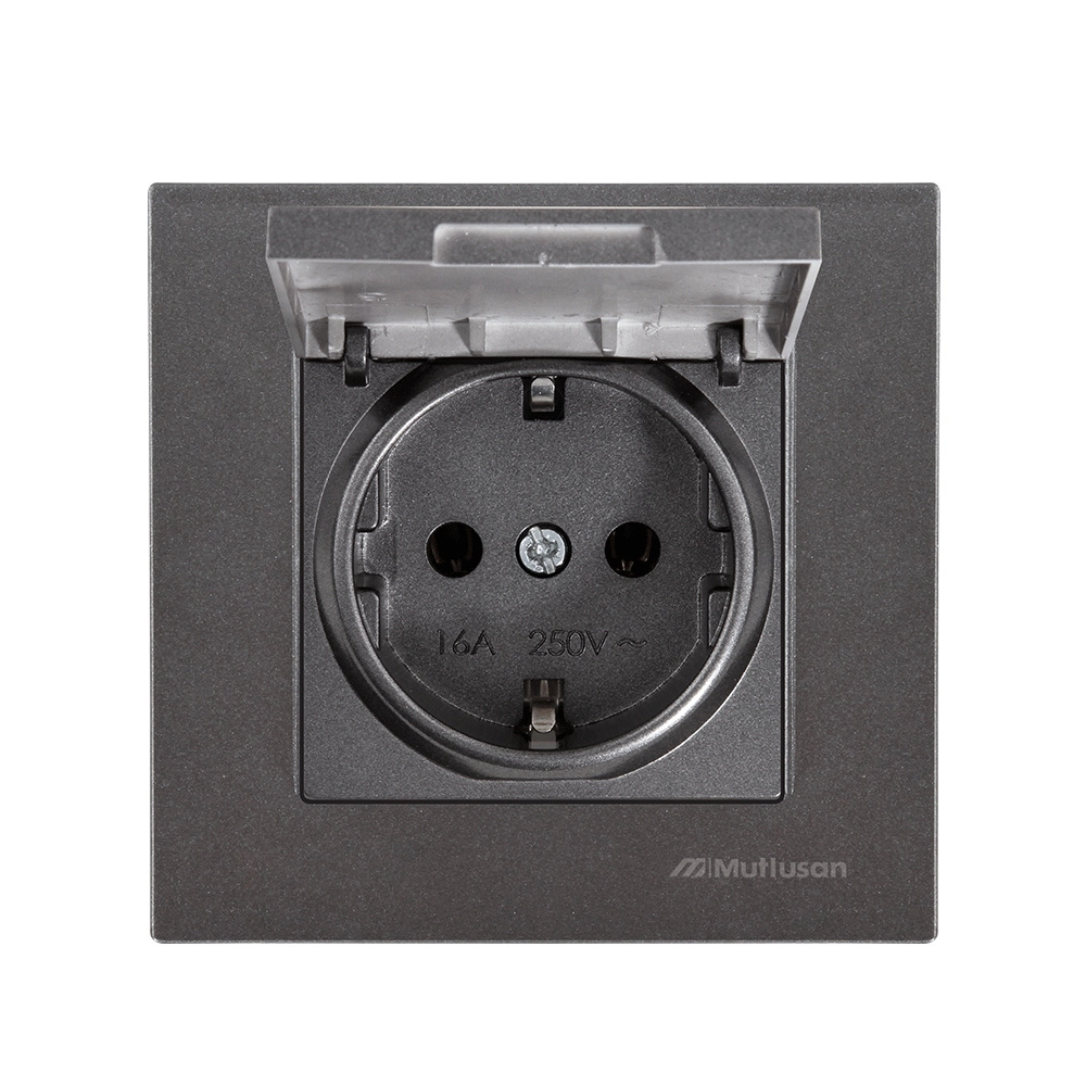 Единичен контакт с капак 16A Фюме Rita Mutlusan