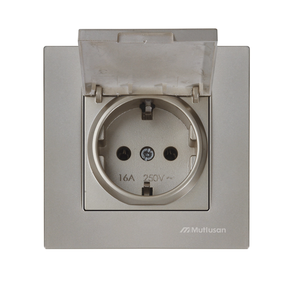 Единичен контакт с капак 16A Титан Rita Mutlusan