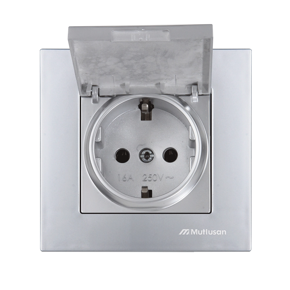 Единичен контакт с капак 16A Инокс Rita Mutlusan