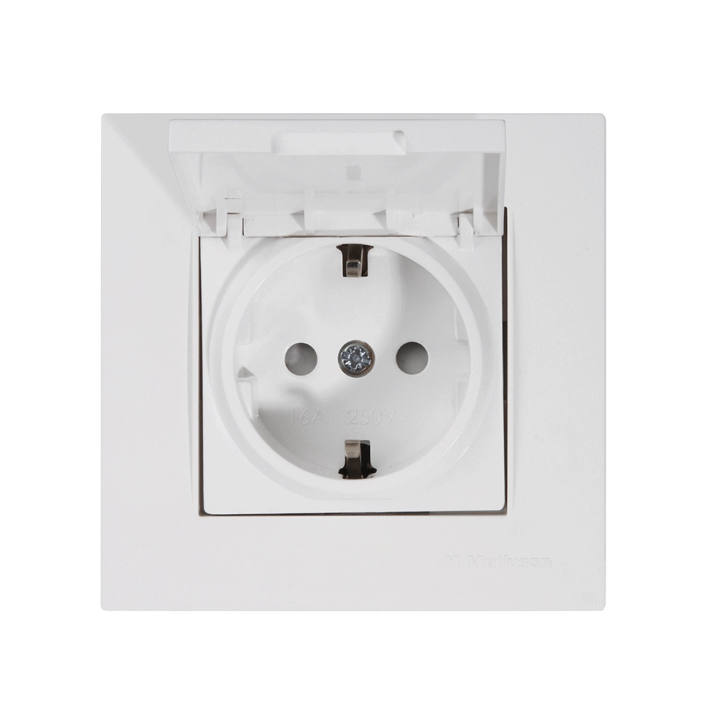 Единичен контакт с капак 16A Бял Rita Mutlusan