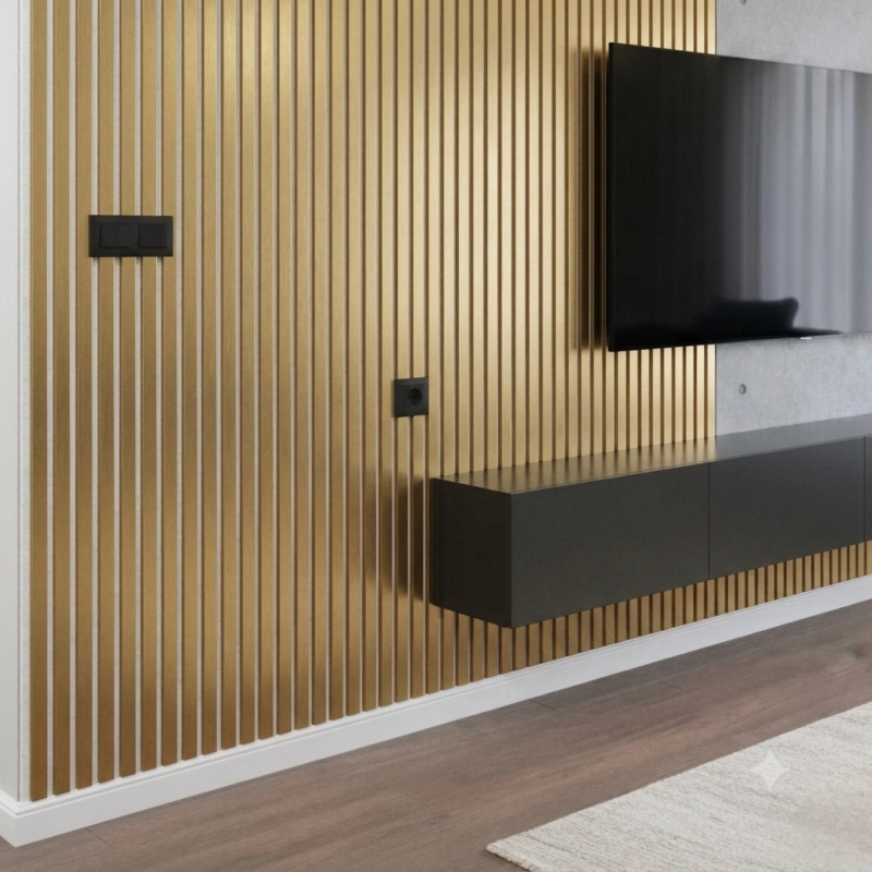 Акустичен панел от MDF 60x275см Голд-Бял + ПОДАРЪК: Лепило
