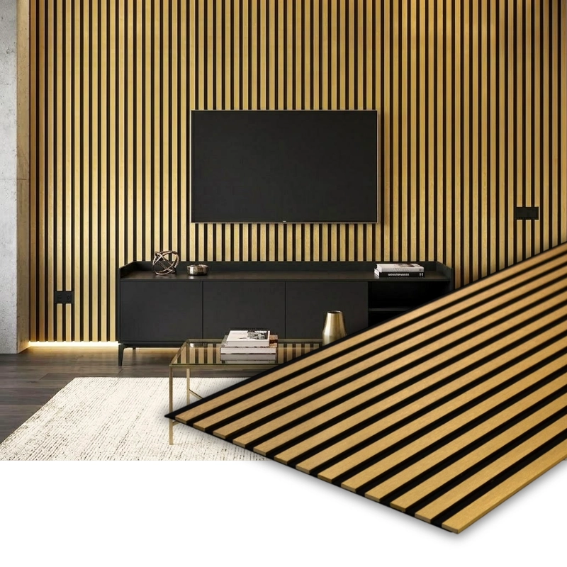 Акустичен панел от MDF 60x275см Голд + ПОДАРЪК: Лепило