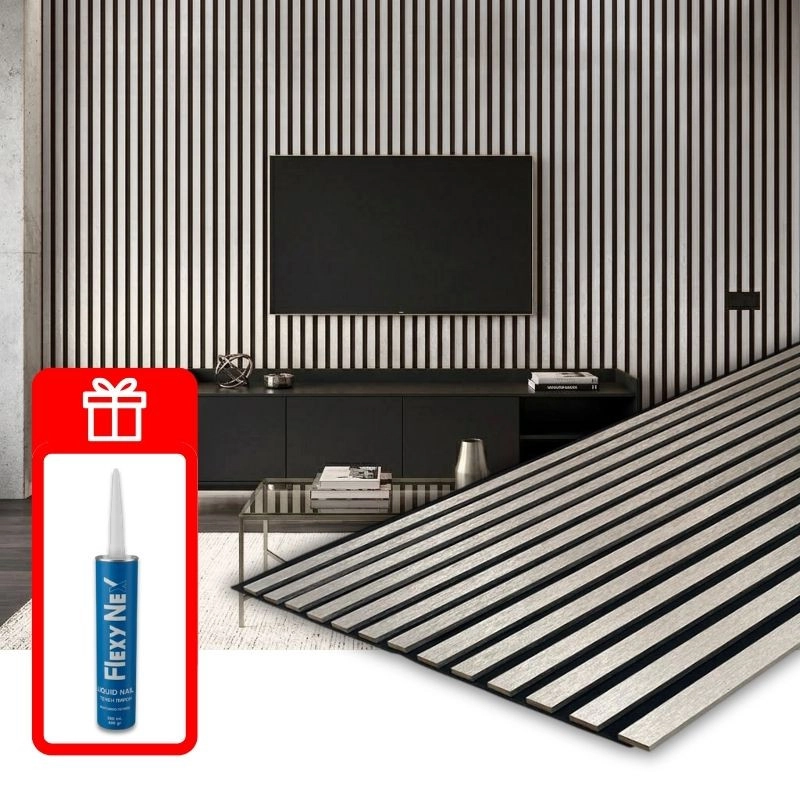 Акустичен панел от MDF 60x275см Силвър + ПОДАРЪК: Монтажно лепило