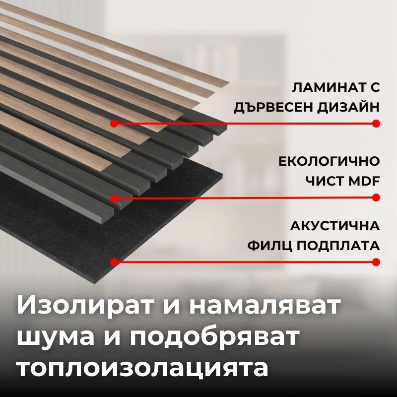 Акустичен панел от MDF 60x275см Сономо