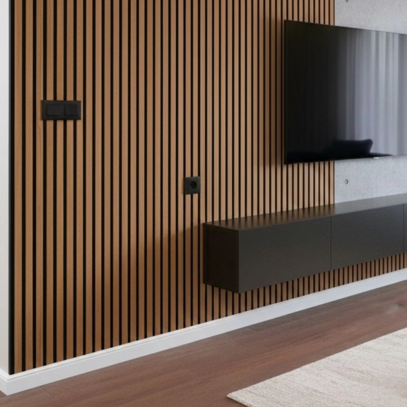 Акустичен панел от MDF 60x275см Тийк + ПОДАРЪК: Монтажно лепило