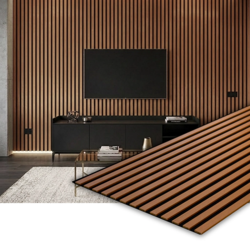 Акустичен панел от MDF 60x275см Тийк + ПОДАРЪК: Лепило