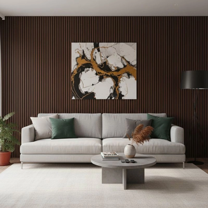 Акустичен панел от MDF 60x275см Тъмен Орех + ПОДАРЪК: Монтажно лепило