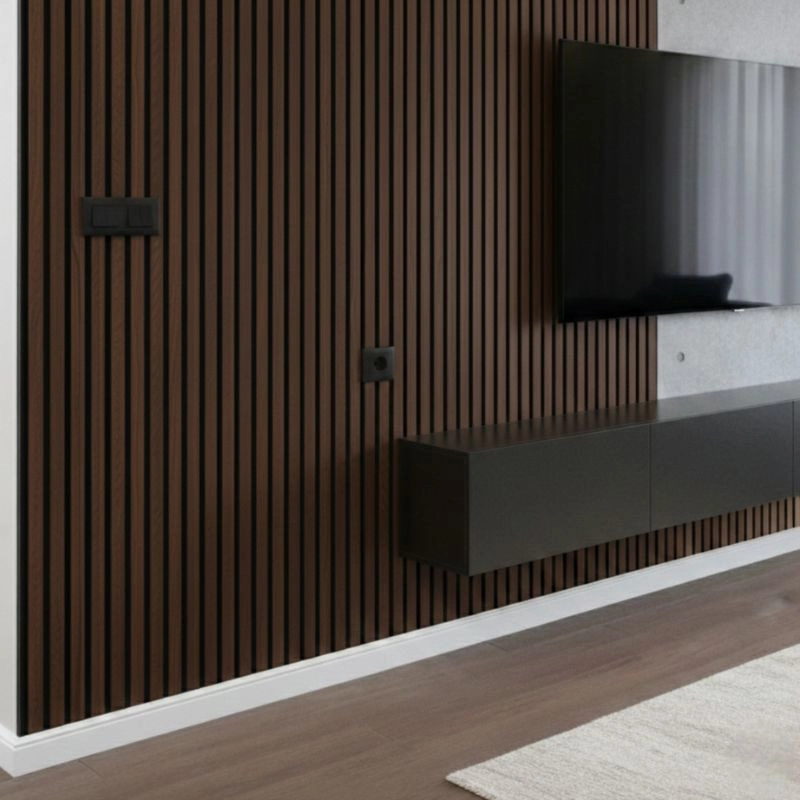 Акустичен панел от MDF 60x275см Тъмен Орех + ПОДАРЪК: Монтажно лепило