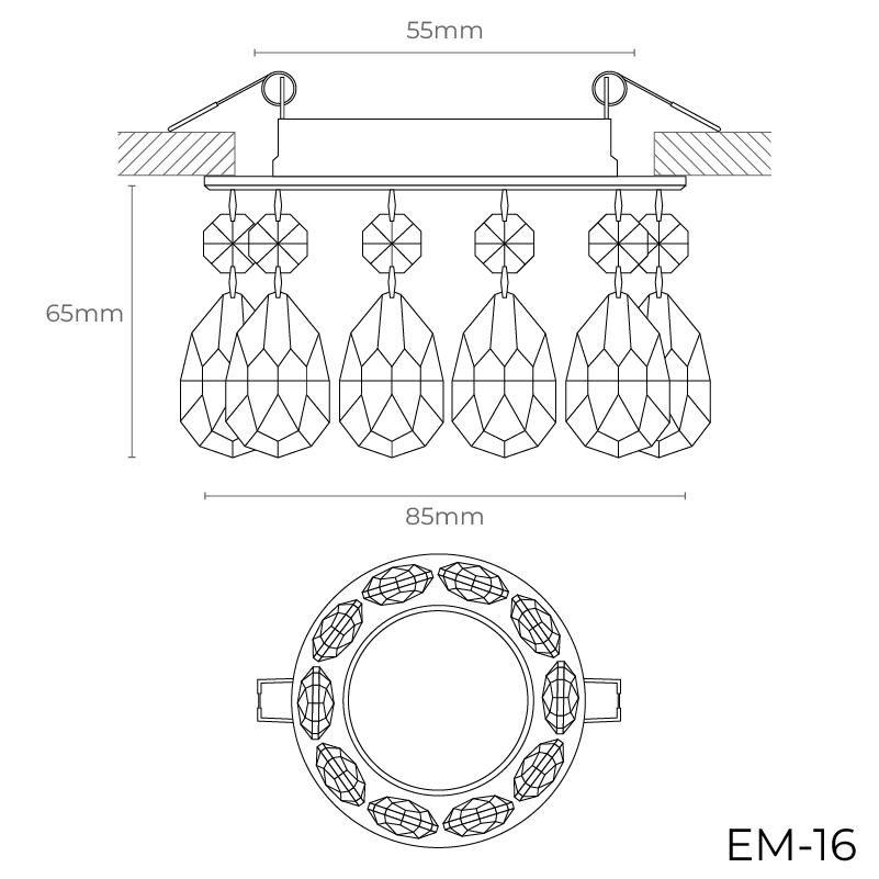 Стъклена луна хром