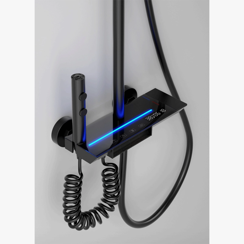 Пиано душ система с ЛЕД дисплей - Черен